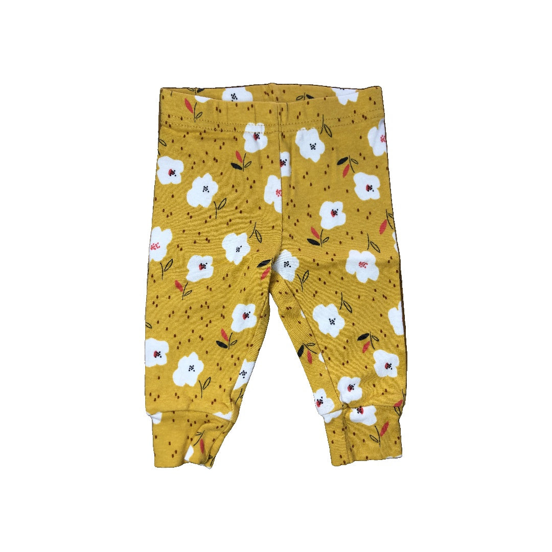 Carters Girls Yellow | Pink floral Pants Size: 3-6 months Yellow | Pink floral