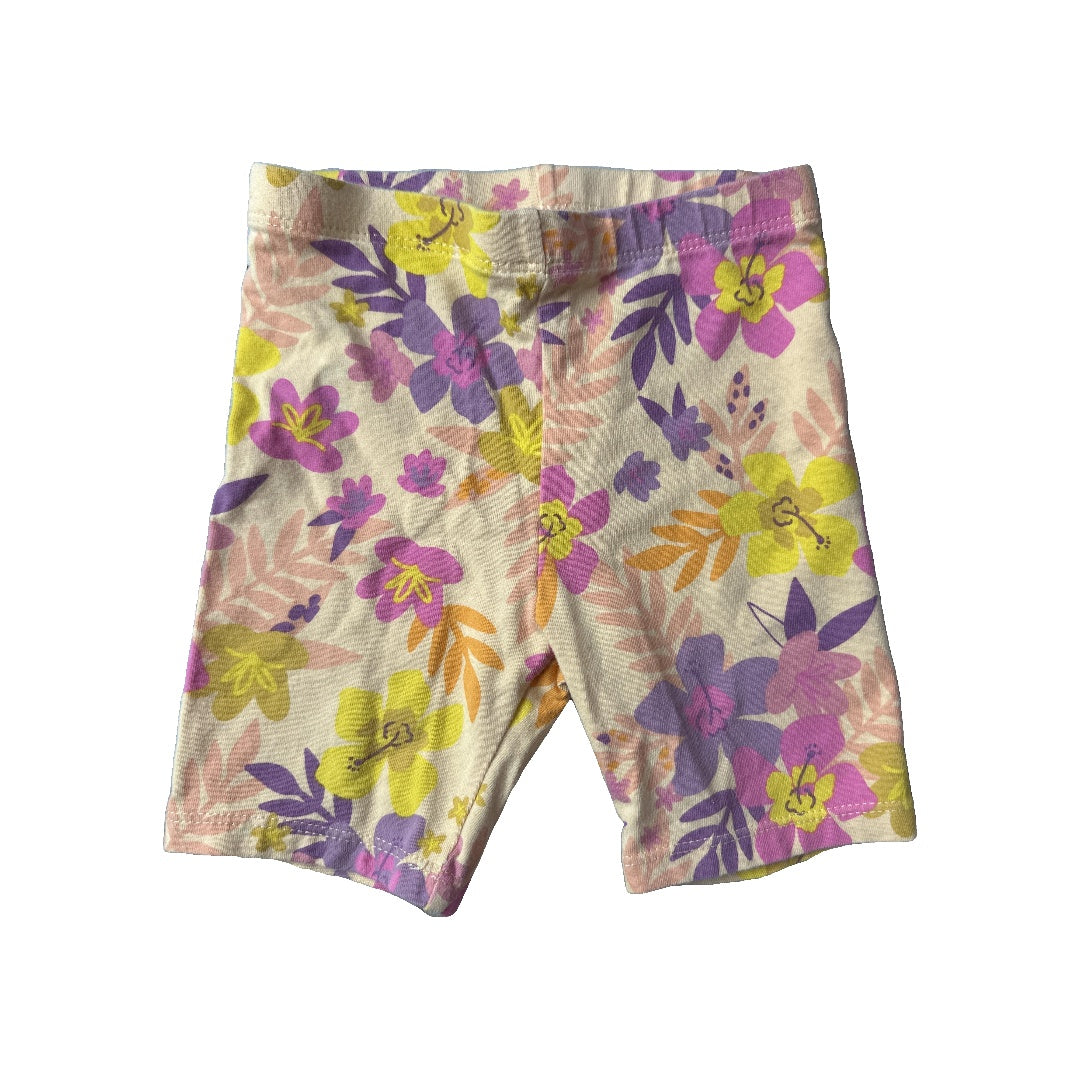 Girls Yellow | Pink floral Shorts Size: 3T Yellow | Pink floral
