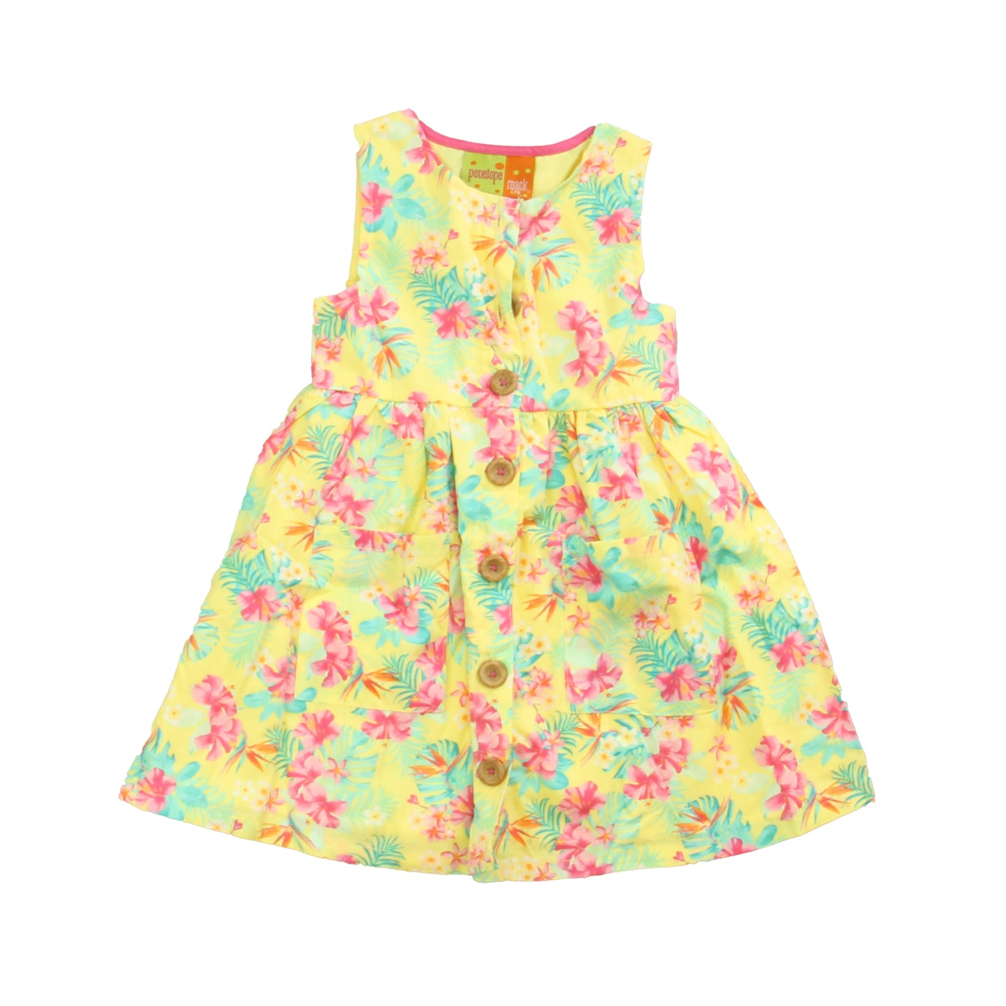 Penelope Mack Girls Yellow | Pink Floral Dress Size: 2T Yellow | Pink Floral