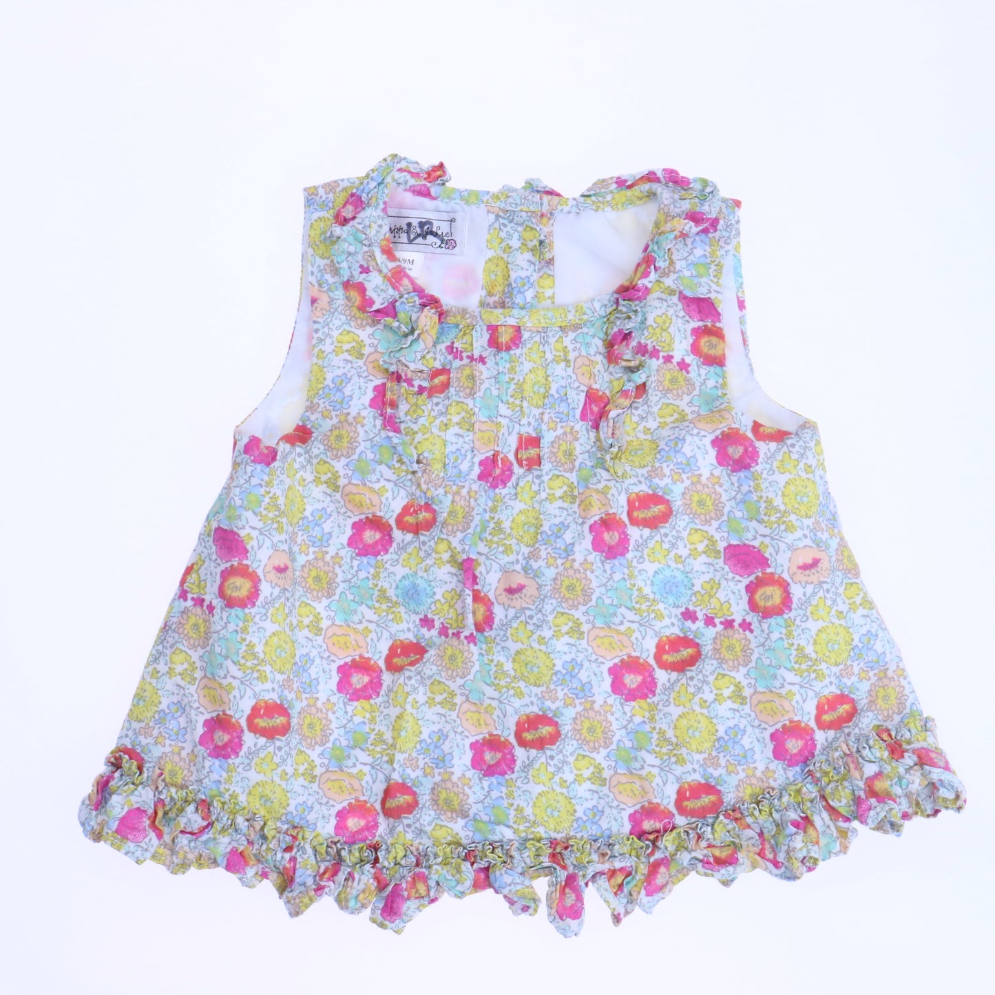 Pippa & Julie Girls Yellow | Pink | Ivory Tank Top Size: 6-9 Months Yellow | Pink | Ivory