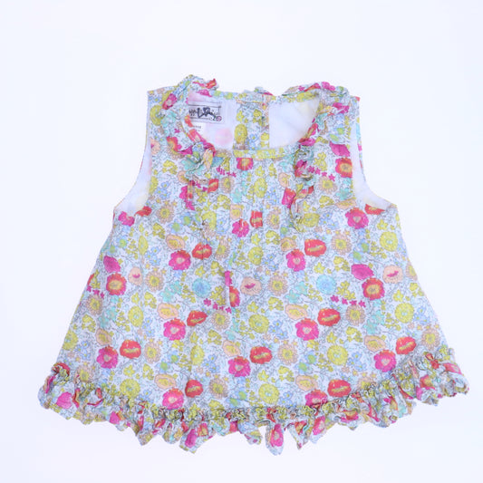 Pippa & Julie Girls Yellow | Pink | Ivory Tank Top Size: 6-9 Months Yellow | Pink | Ivory