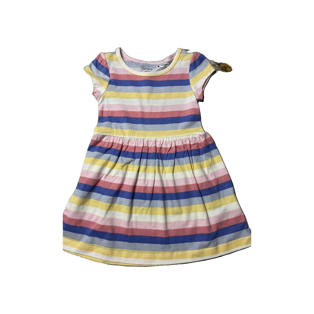 Carters Girls Yellow | pink | Light Blue | Navy Blue | White | Stripe Dress Size: 2T Yellow | pink | Light Blue | Navy Blue | White | Stripe