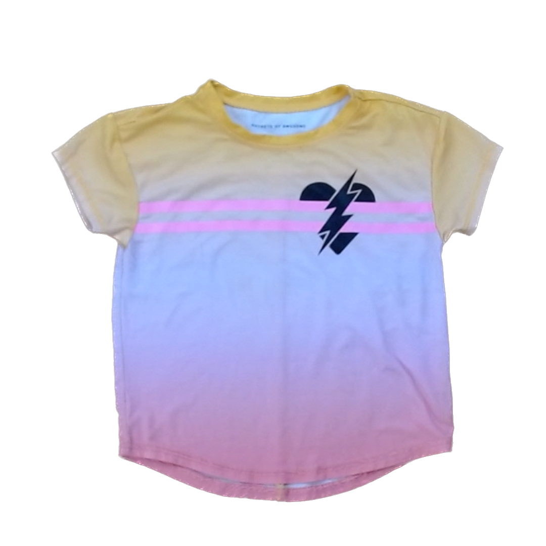 Rockets Of Awesome Girls Yellow Pink Ombre Short Sleeve Shirt Size: 4T - 12 Years Yellow Pink Ombre