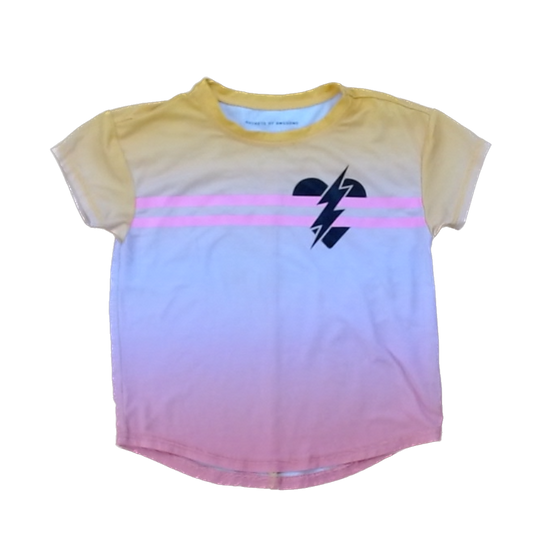 Rockets Of Awesome Girls Yellow Pink Ombre Short Sleeve Shirt Size: 4T - 12 Years Yellow Pink Ombre