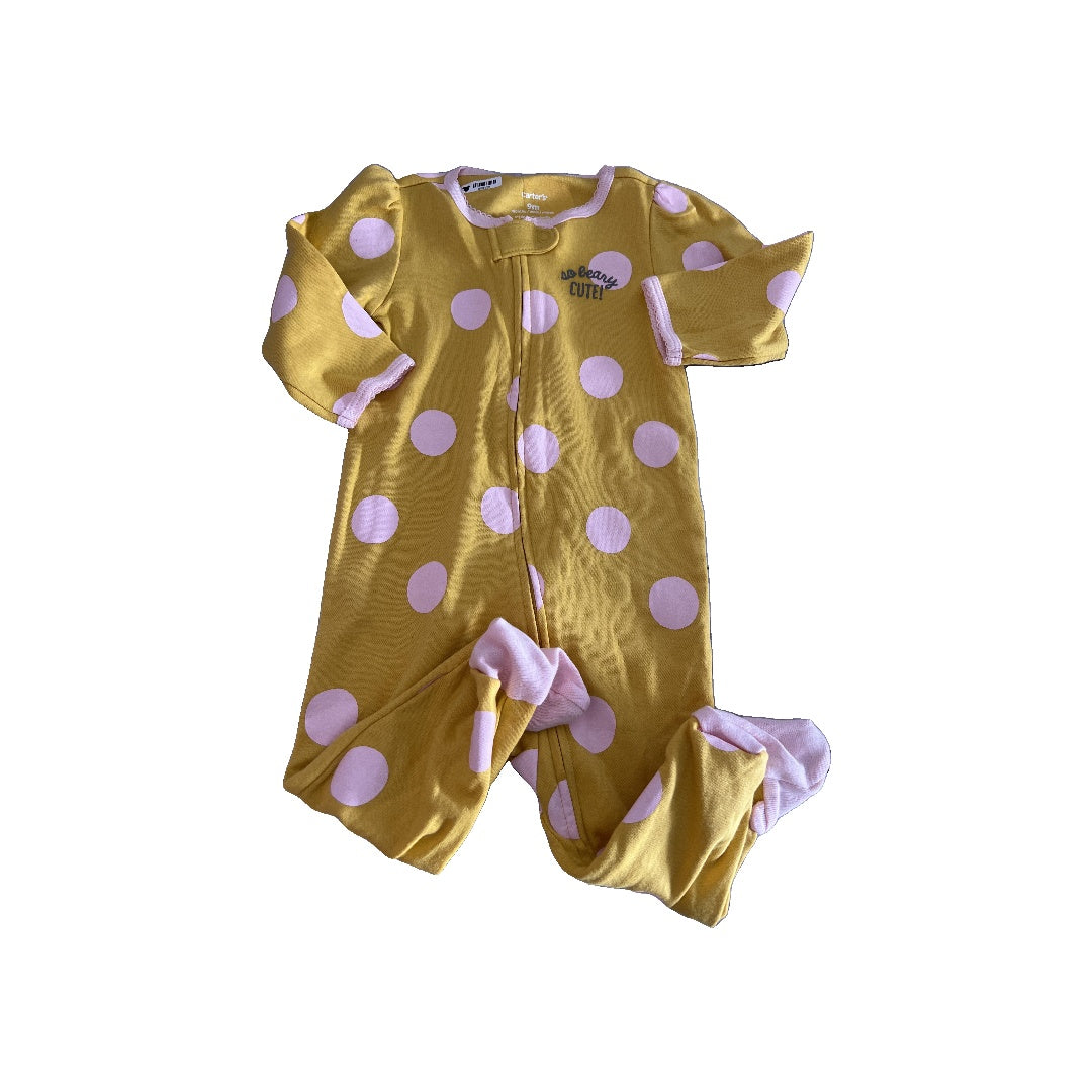 Carters Girls Yellow | pink | polka dot Pajamas Size: 9 months Yellow | pink | polka dot