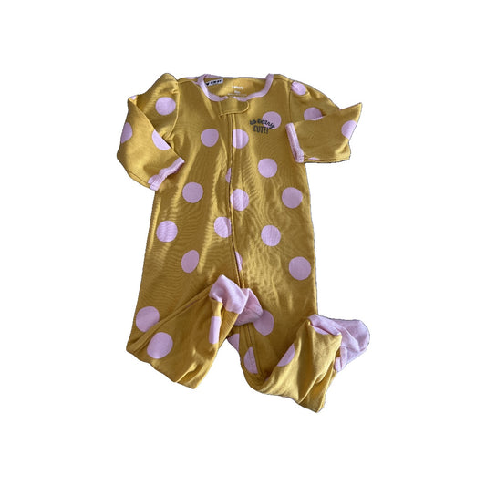 Carters Girls Yellow | pink | polka dot Pajamas Size: 9 months Yellow | pink | polka dot