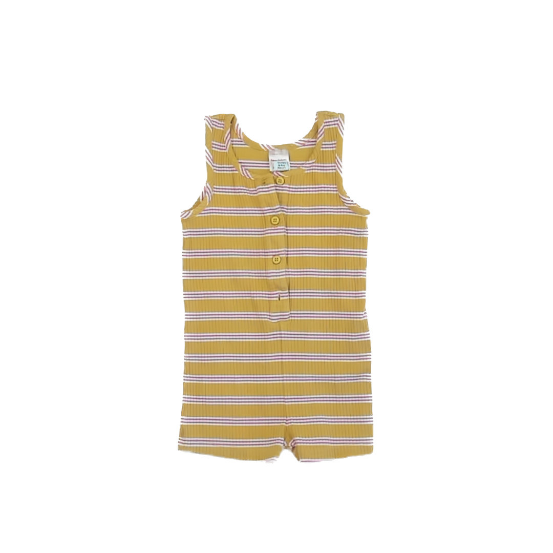 Hanna Andersson Girls Yellow | Pink Stripe Romper Size: 4T Yellow | Pink Stripe
