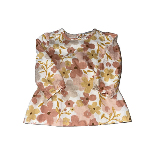 Carters Girls Yellow | pink | White Long Sleeve T-Shirt Size: 18 months Yellow | pink | White