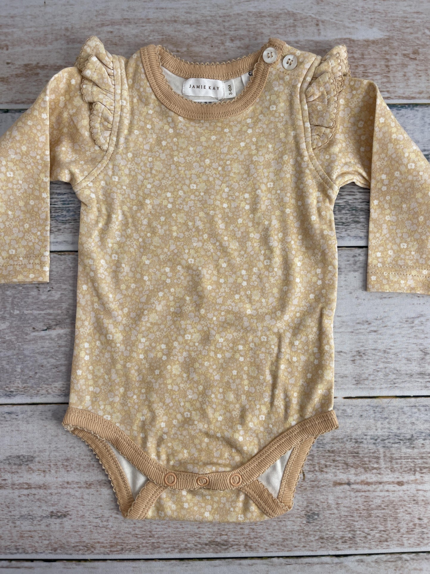 Jamie Kay Girls Yellow | pink Onesie Size: 3-6 months Yellow | pink