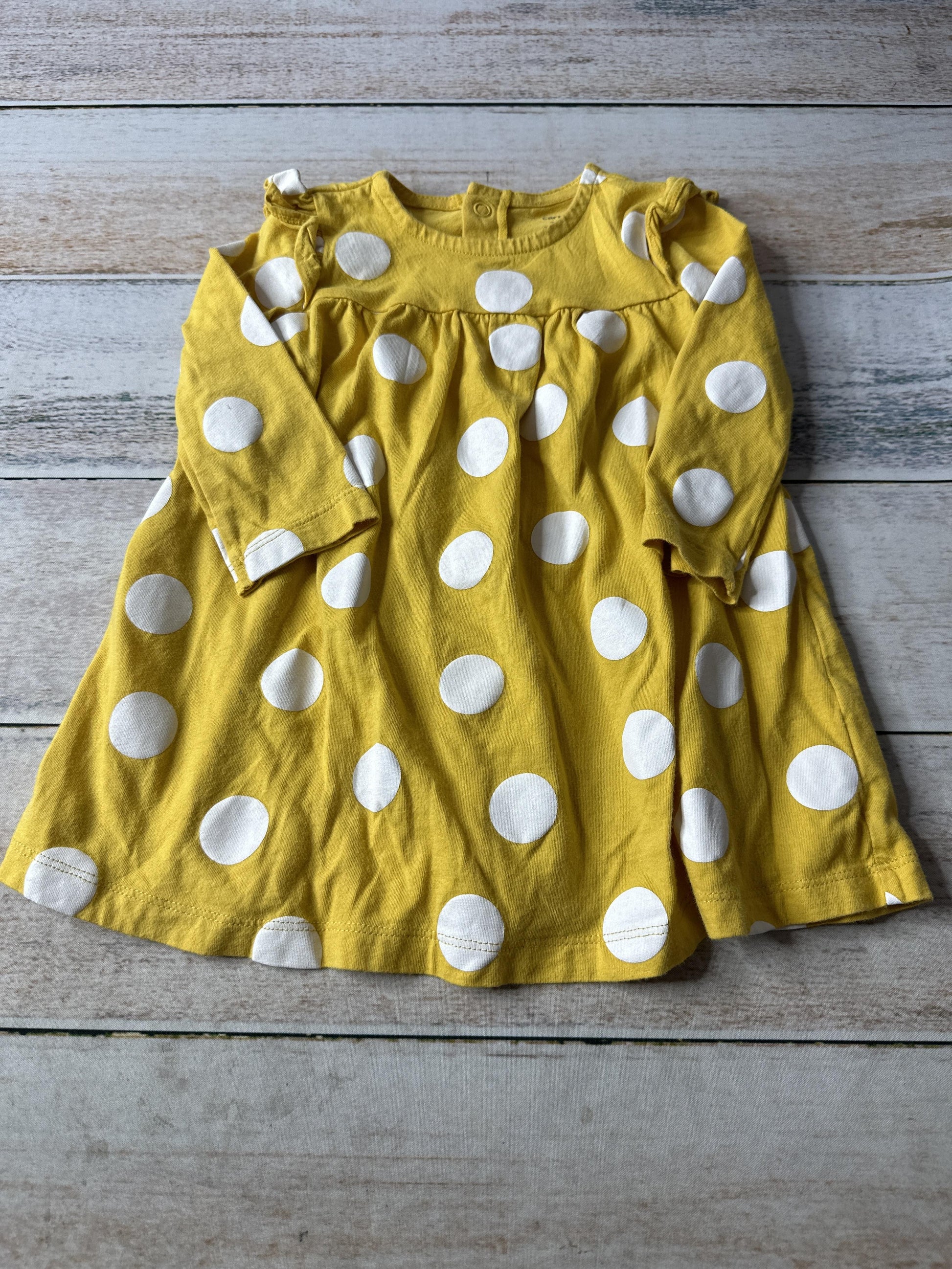 Carters Girls Yellow | polka dot Dress Size: 12 months Yellow | polka dot