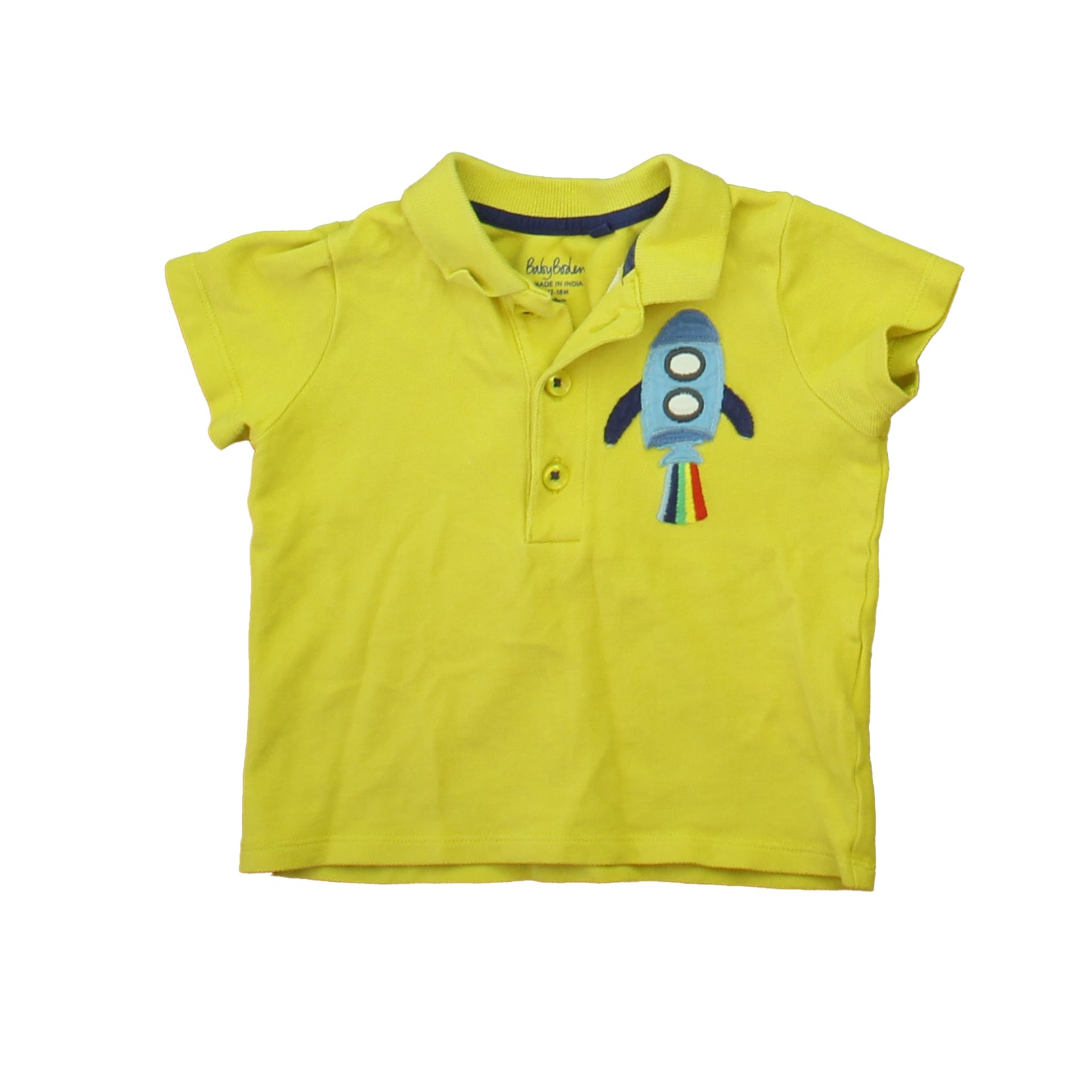 Boden Boys Yellow Rocketship Polo Shirt Size: 12-18 Months Yellow Rocketship