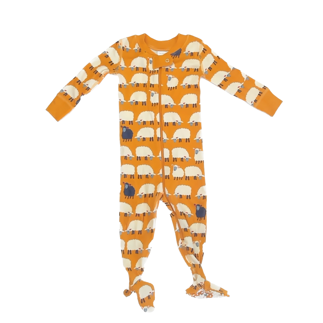 Hanna Andersson Unisex Yellow Sheep 1-piece footed Pajamas Size: 12-18 Months Yellow Sheep