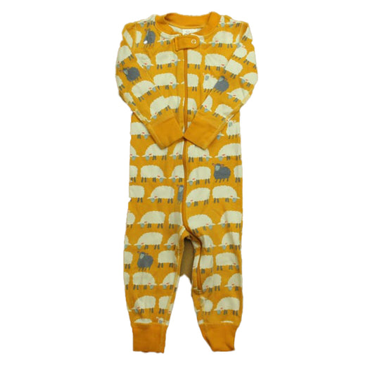 Hanna Andersson Unisex Yellow Sheep 1-piece Non-footed Pajamas Size: 2T