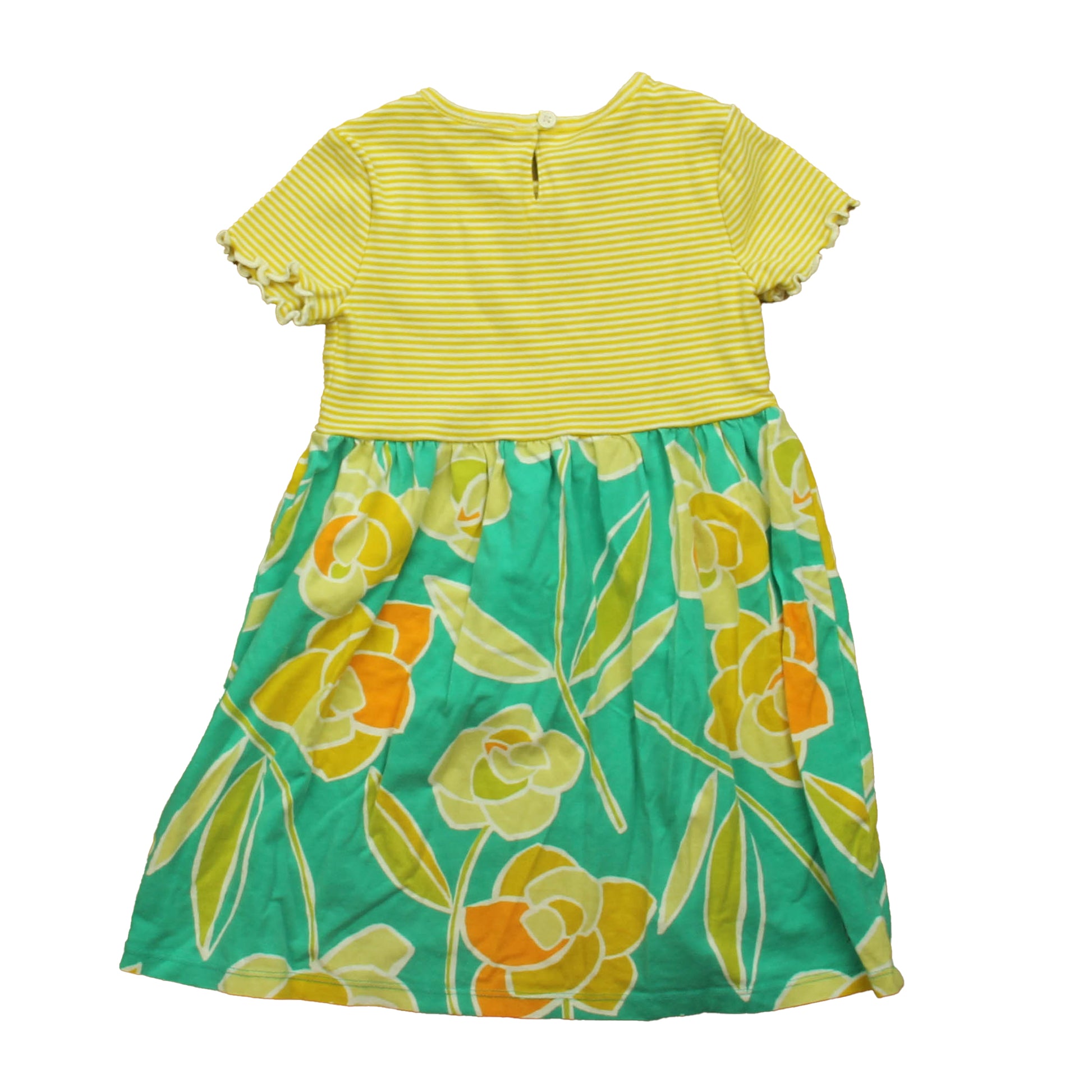 Tea Collection Girls Yellow Stripe | Green Floral Dress Size: 4T Yellow Stripe | Green Floral