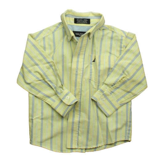Nautica Boys Yellow Stripe Button Down Long Sleeve Size: 2T Yellow Stripe