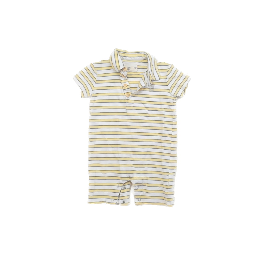 Me & Henry Boys Yellow Striped Romper Size: 18-24 Months Yellow Striped
