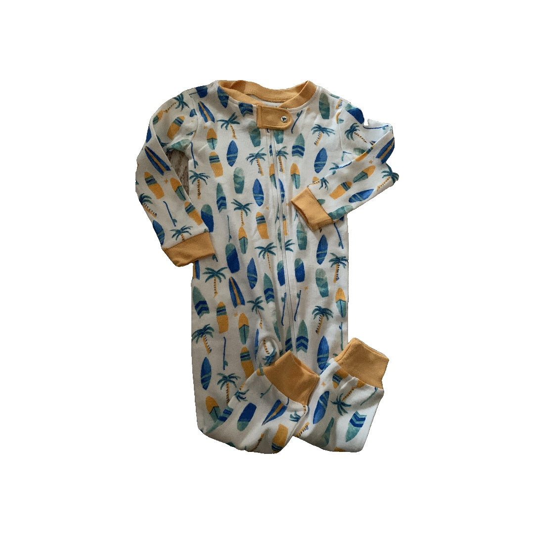 Burt's Bees Boys Yellow | Teal | Blue | Tropical Pajamas Size: 12M Yellow | Teal | Blue | Tropical