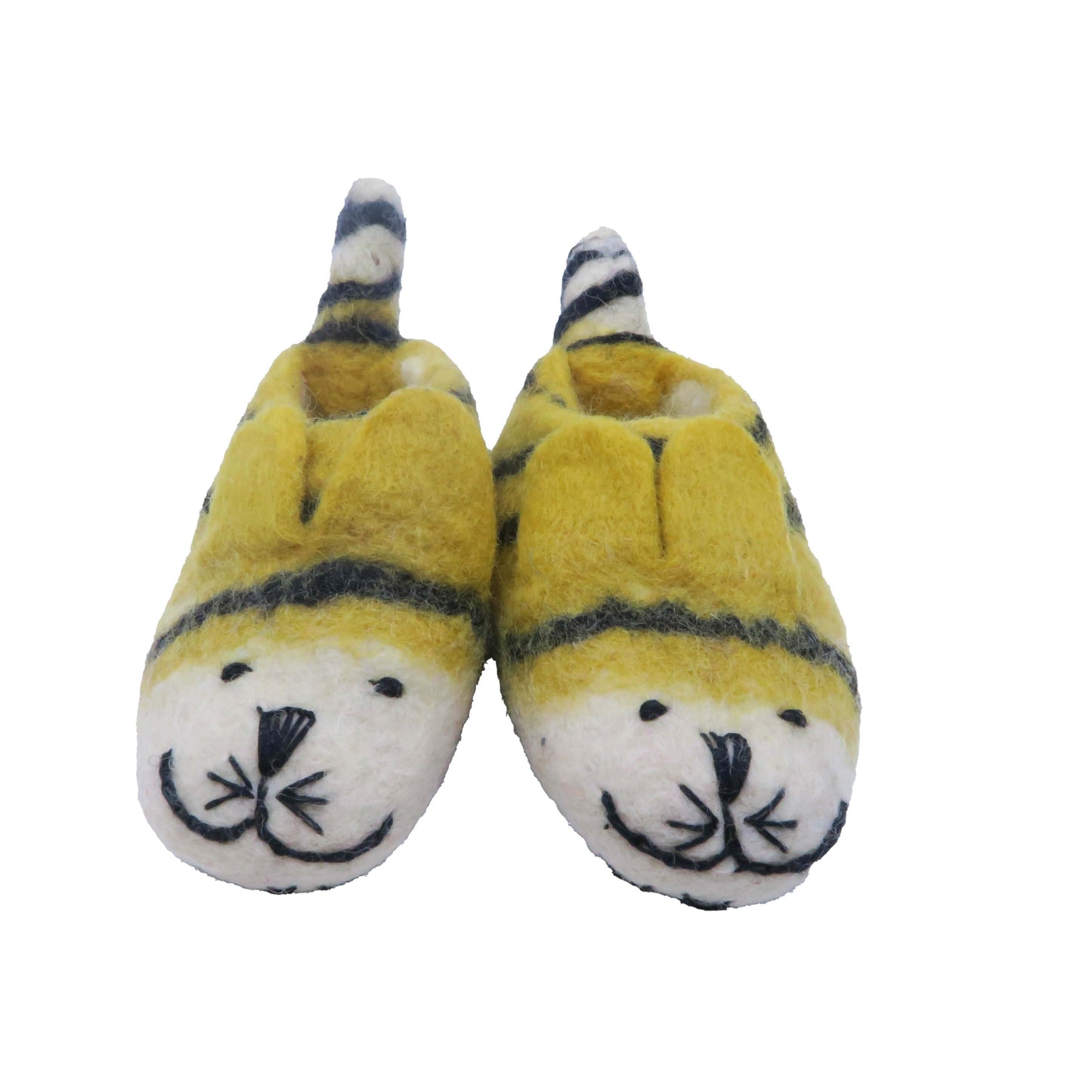 Unknown Brand Unisex Yellow Felted Tiger Slippers Size: 5-6 Toddler Yellow Felted Tiger