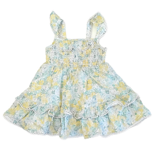 Tommy Bahama Girls Yellow | Turquoise Floral Dress Size: 18 Months Yellow | Turquoise Floral