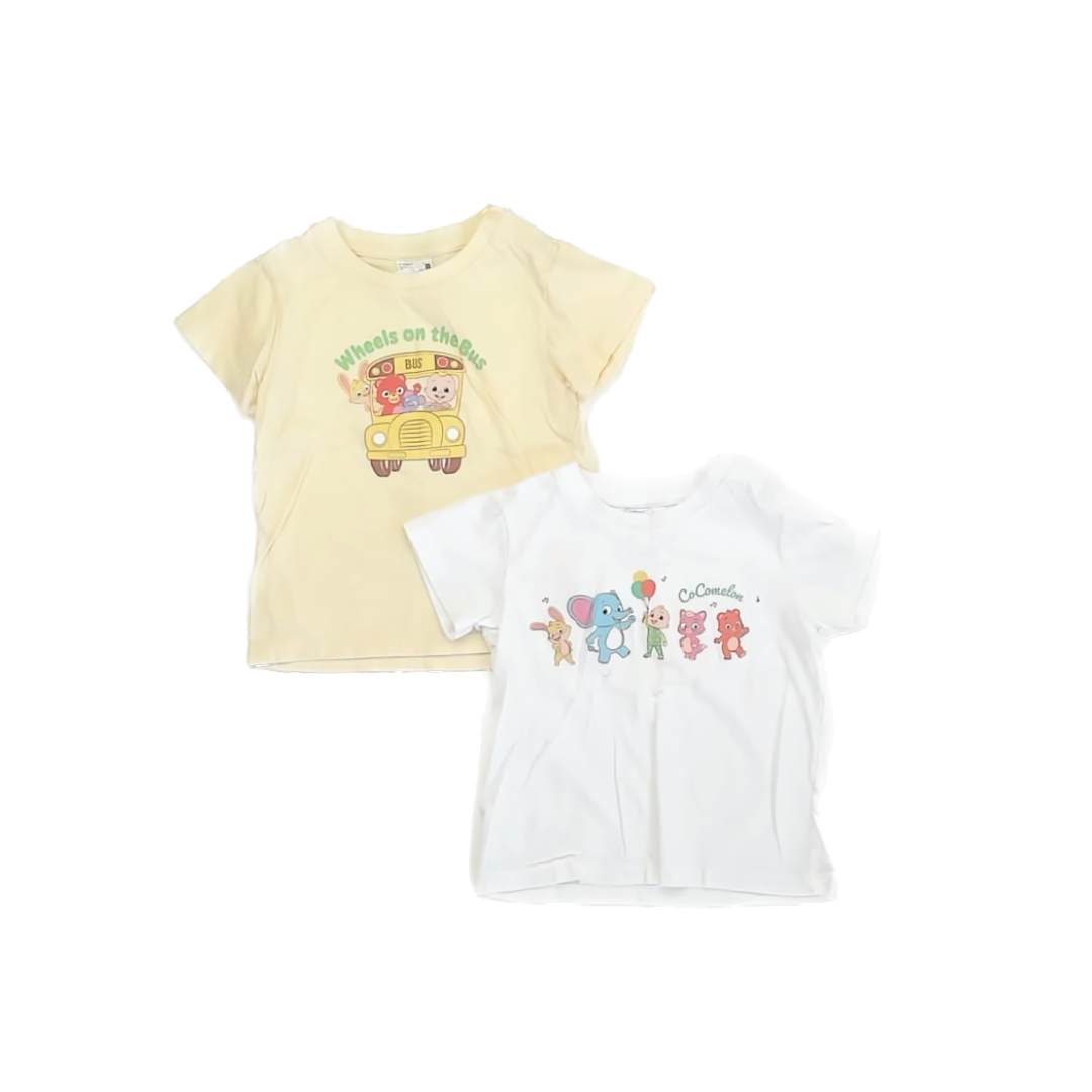 Uniqlo Unisex Yellow | White CoComelon T-Shirt Size: 12-18 Months Yellow | White CoComelon