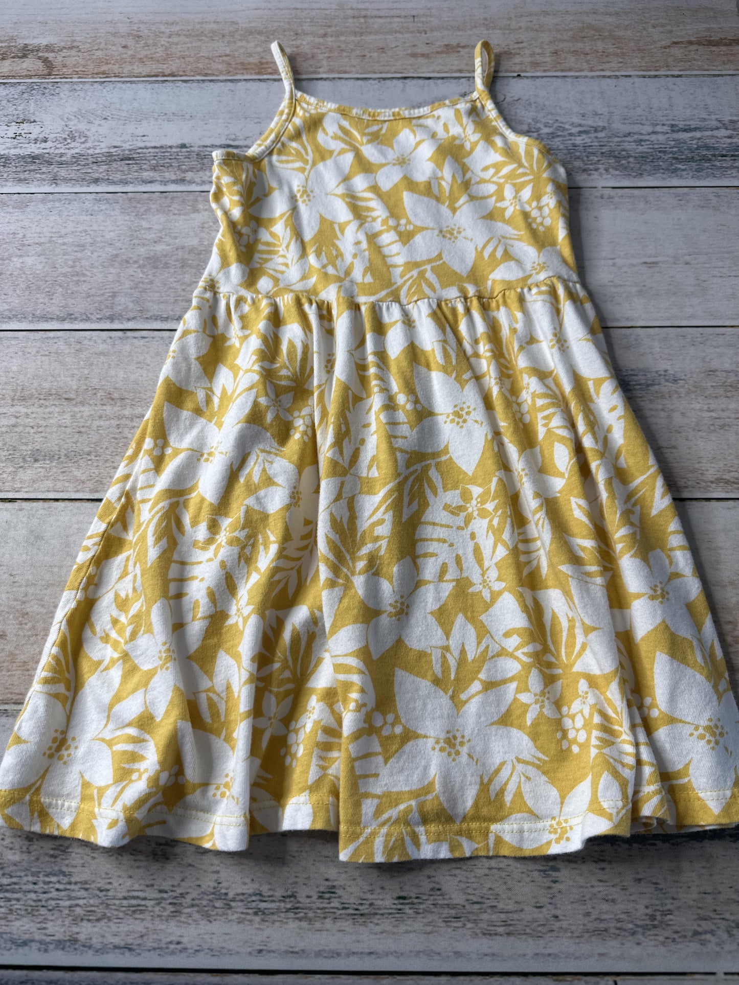 H&M Girls Yellow | White | Flowers Dress Size: 4T Yellow | White | Flowers