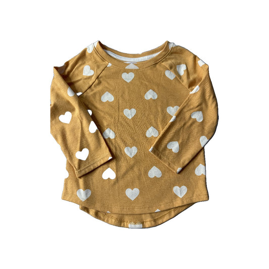 Cat & Jack Girls Yellow | White | Hearts Long Sleeve T-Shirt Size: 2T Yellow | White | Hearts
