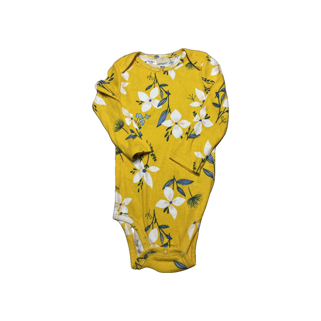 Carters Girls Yellow | White | Light Blue Onesie Size: 18 months Yellow | White | Light Blue