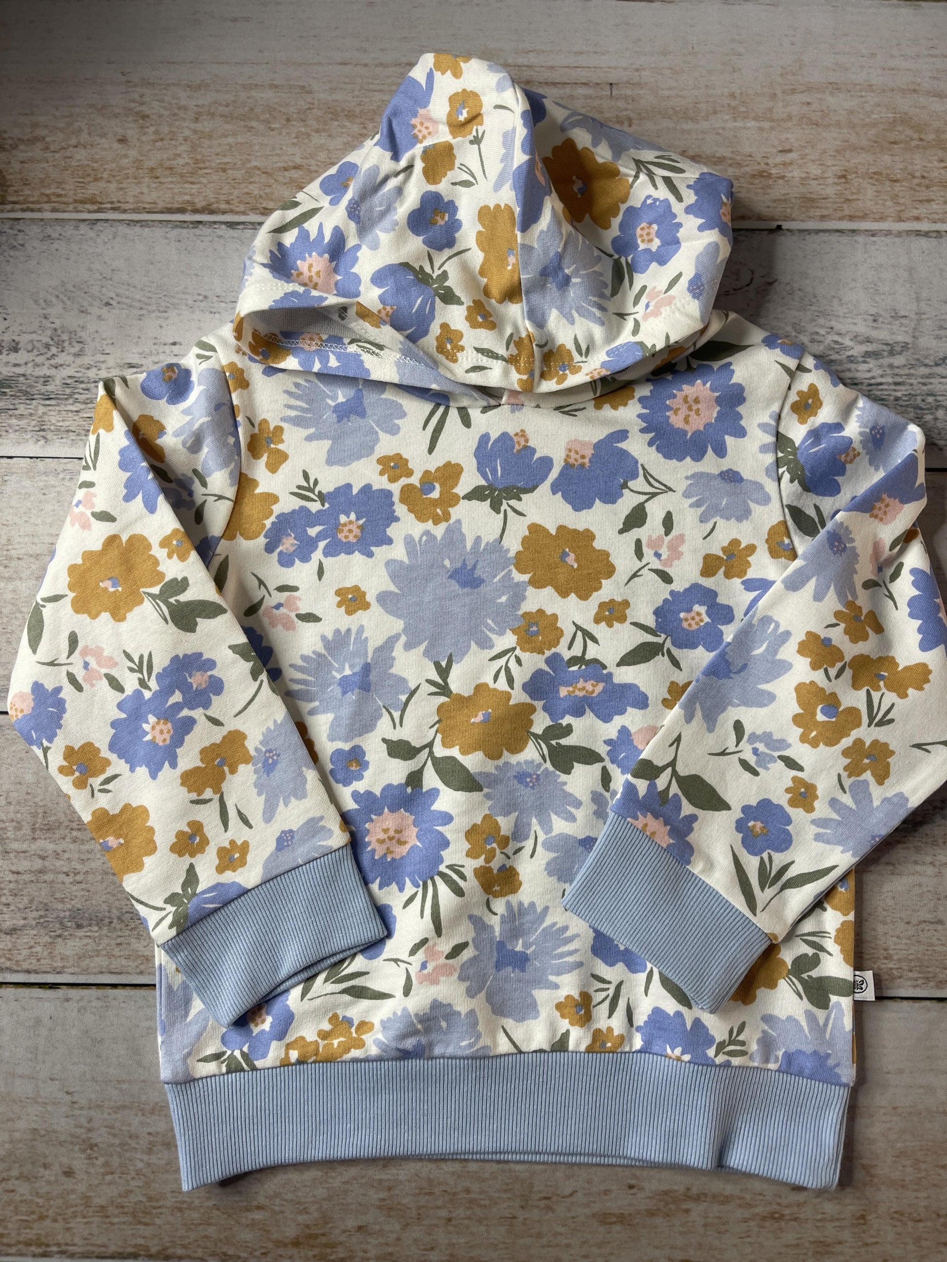 Honest Co Girls Yellow | White | Light Blue Hoodie Size: 24 months Yellow | White | Light Blue