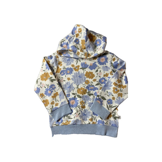Honest Co Girls Yellow | White | Light Blue Hoodie Size: 24 months Yellow | White | Light Blue