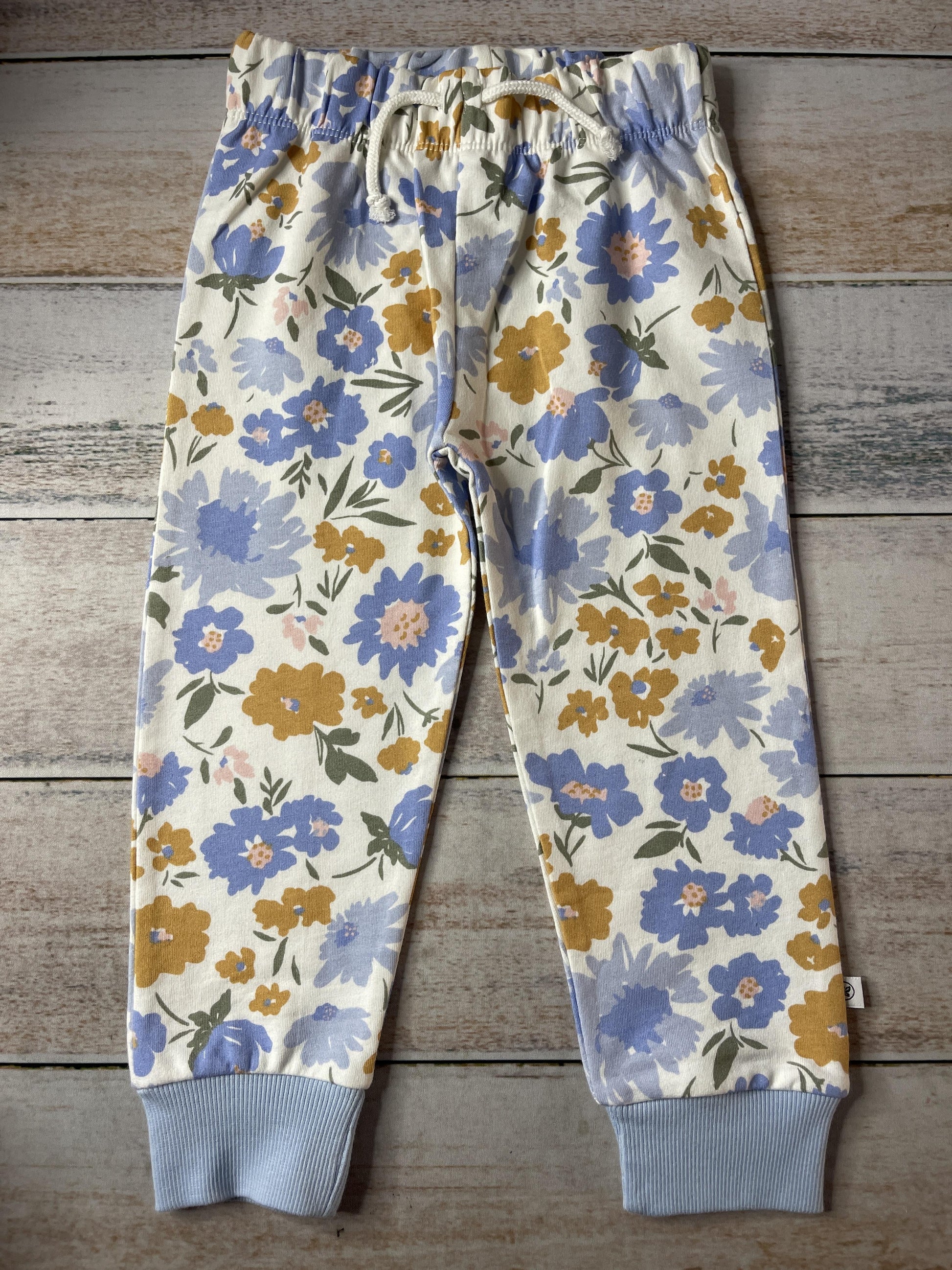 Honest Co Girls Yellow | White | Light Blue Pants Size: 24 months Yellow | White | Light Blue