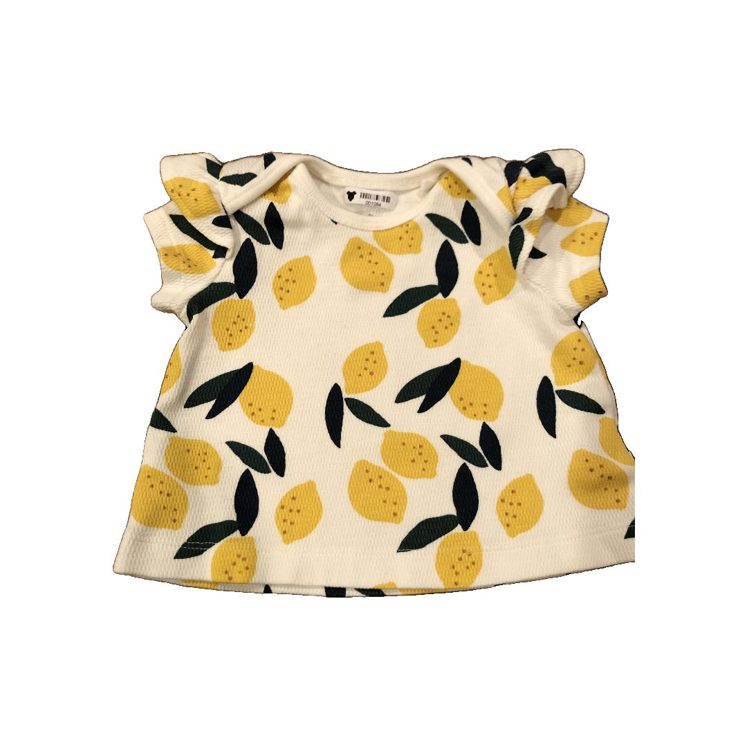 Oliver & Rain Girls Yellow | White | light green Shirt Size: 0-3 months Yellow | White | light green