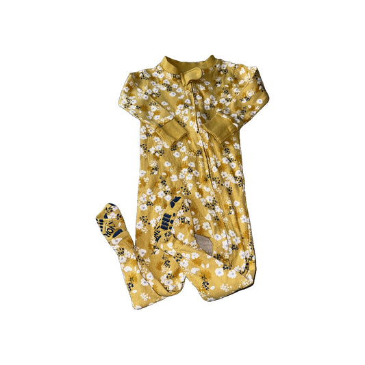 Honest Co Girls Yellow | White | Navy Blue Pajamas Size: 12 months Yellow | White | Navy Blue