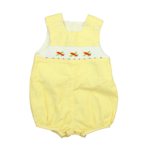 The Bailey Boys Boys Yellow | White | Smocked Red Airplanes Romper Size: 9 Months Yellow | White | Smocked Red Airplanes
