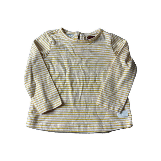 7 For All Mankind Unisex Yellow | White | Stripe Long Sleeve Shirt Size: 18 months Yellow | White | Stripe
