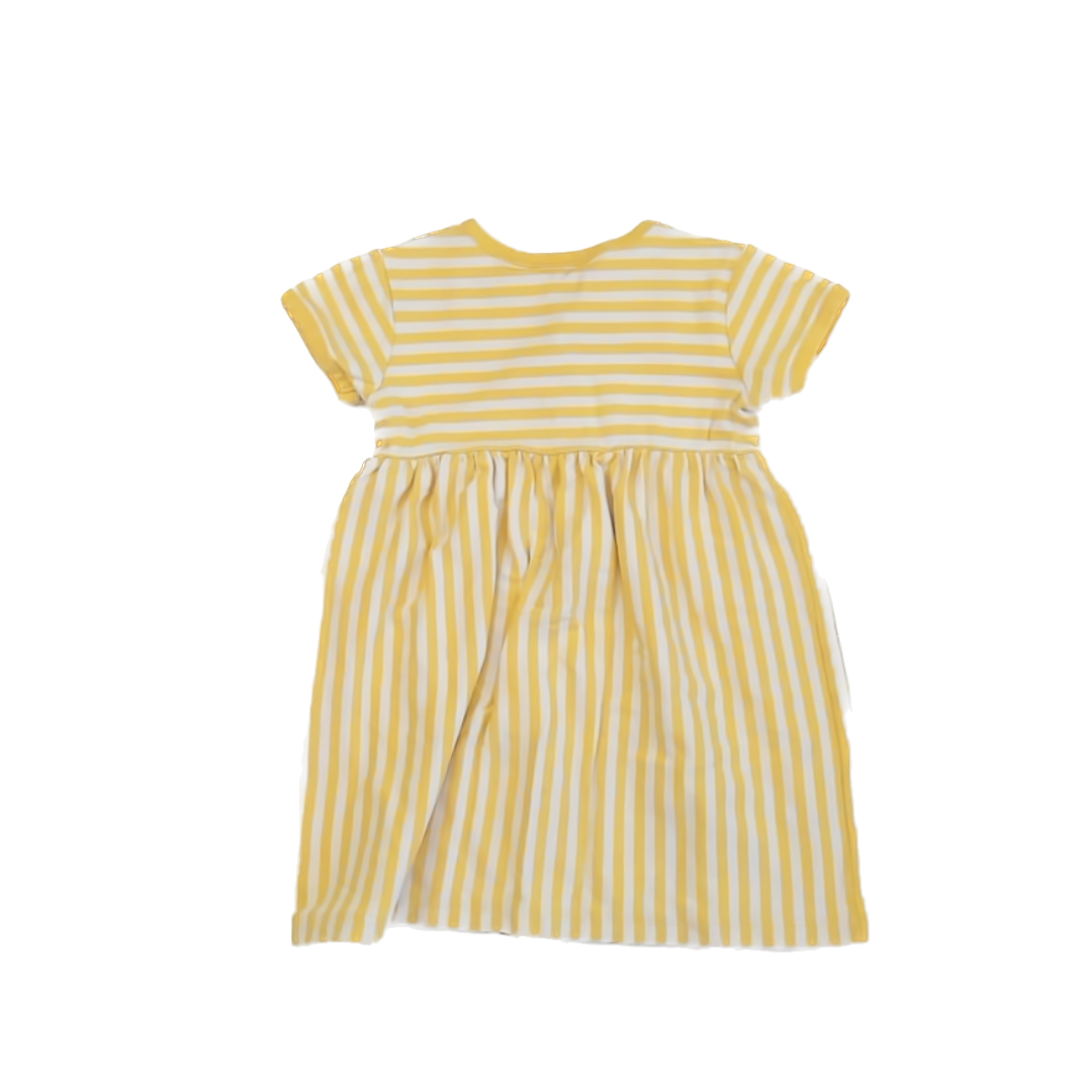 Hanna Andersson Girls Yellow | White Stripe Dress Size: 4T Yellow | White Stripe