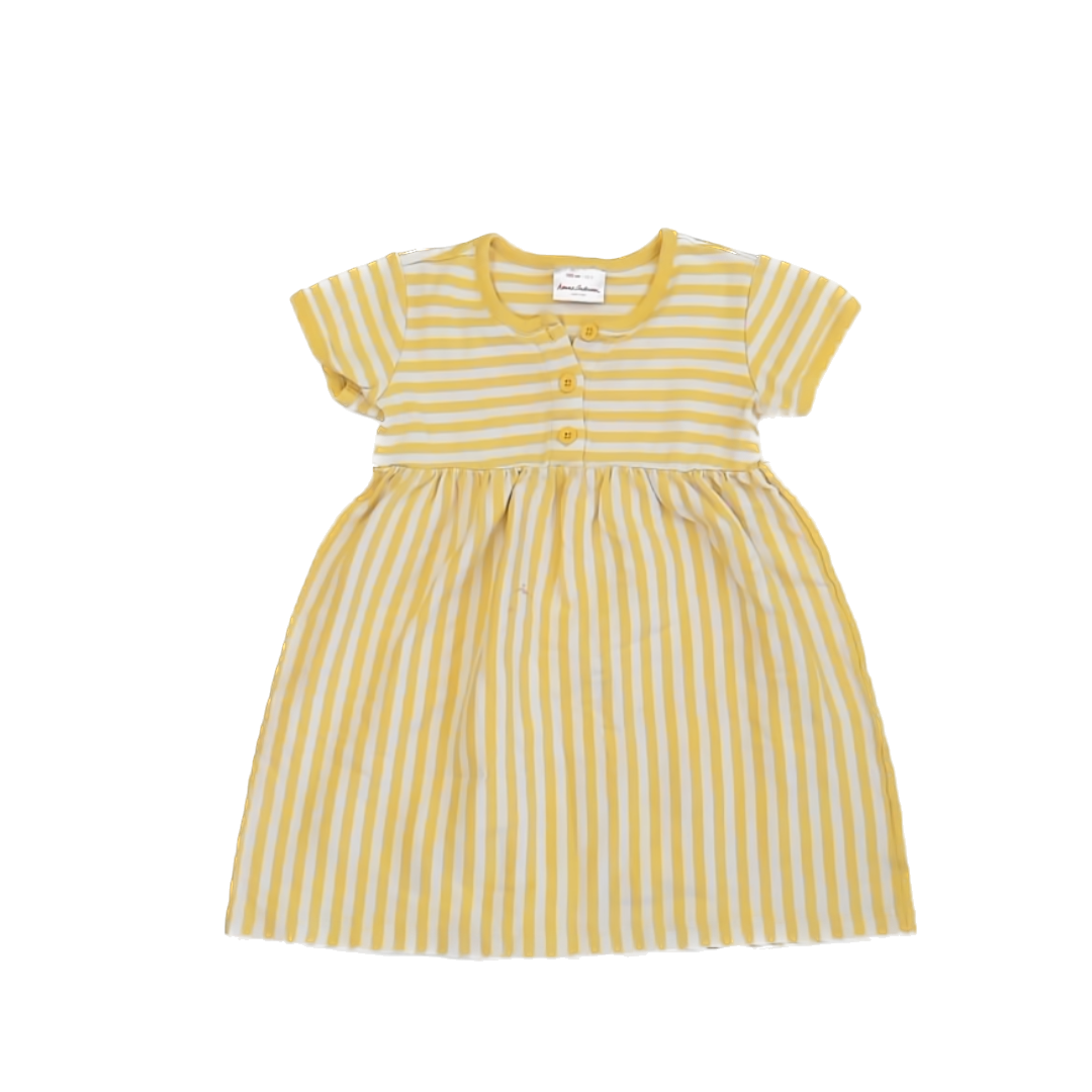 Hanna Andersson Girls Yellow | White Stripe Dress Size: 4T Yellow | White Stripe