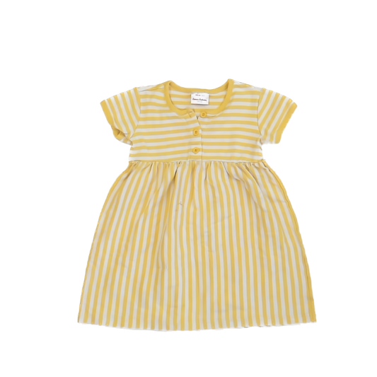 Hanna Andersson Girls Yellow | White Stripe Dress Size: 4T Yellow | White Stripe