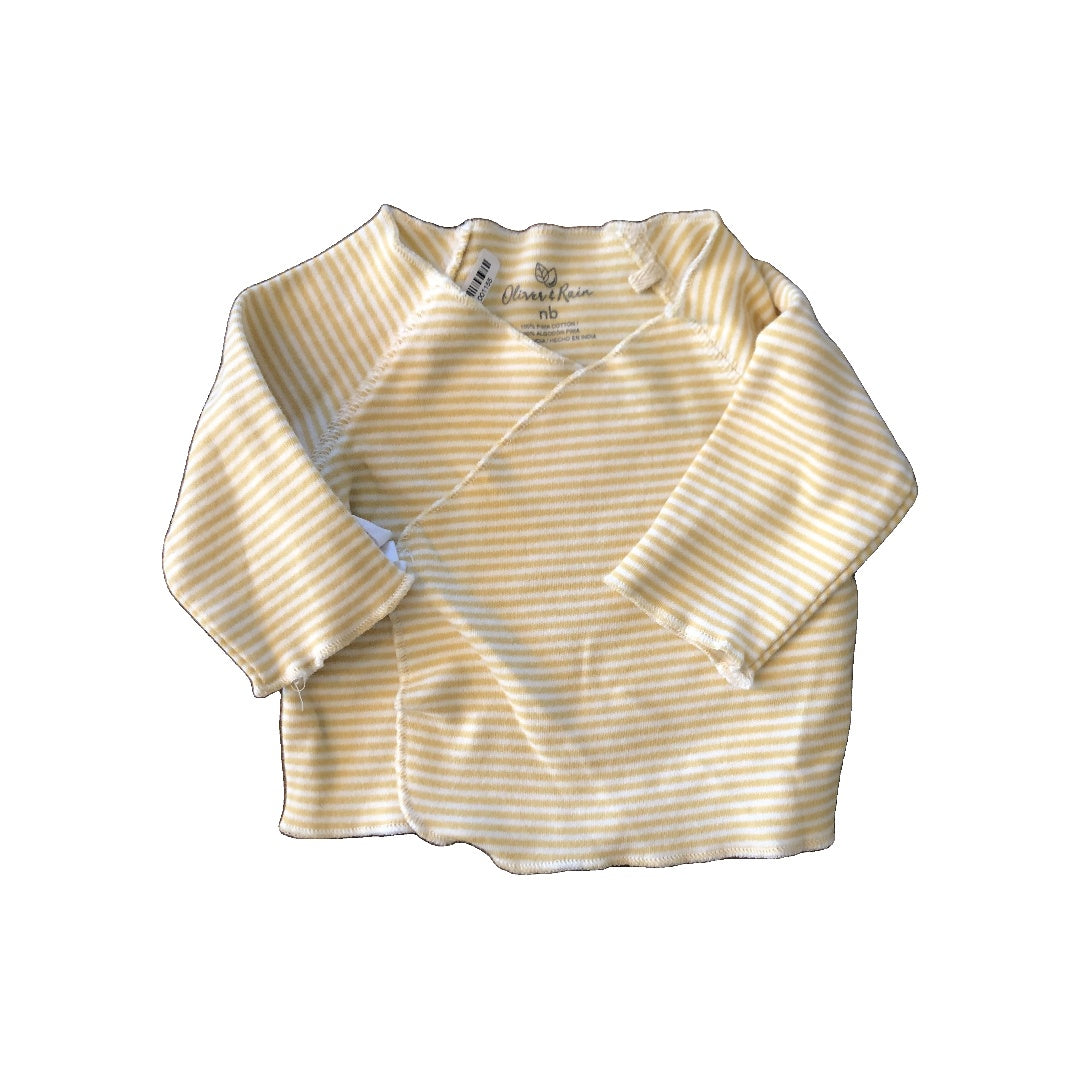 Oliver & Rain Boys Yellow | White | Striped Shirt Size: Newborn Yellow | White | Striped