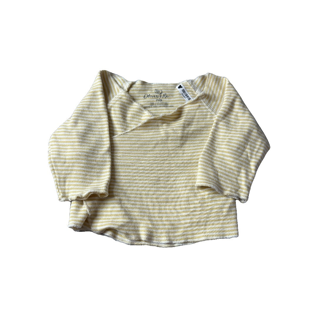 Oliver & Rain Unisex Yellow | White | Striped Shirt Size: Newborn Yellow | White | Striped