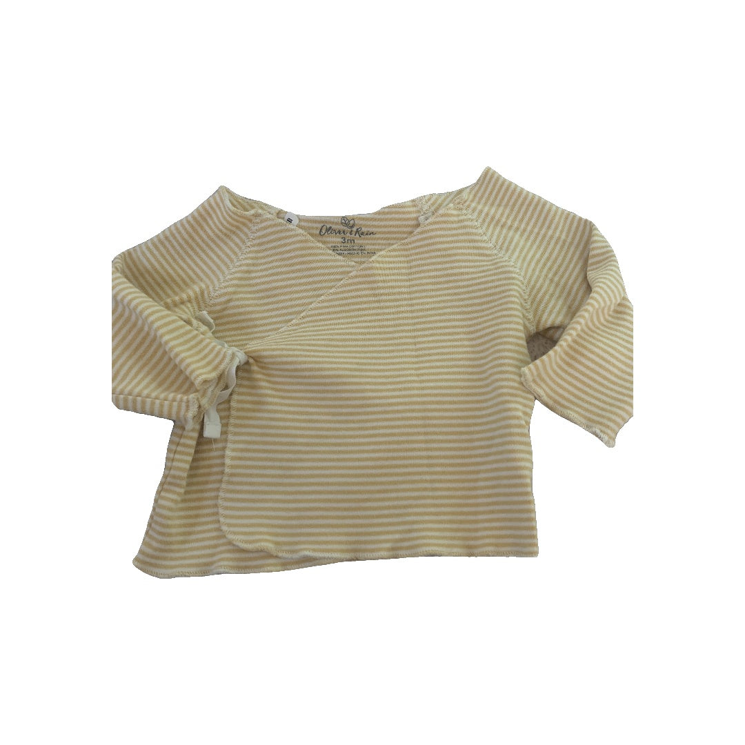 Oliver & Rain Unisex Yellow | White | Striped Shirt Size: 3 months Yellow | White | Striped