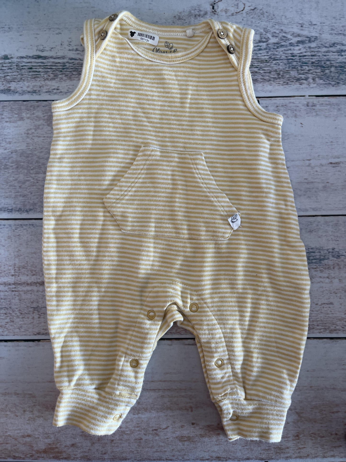 Oliver & Rain Girls Yellow | White | Striped Romper Size: 3 months Yellow | White | Striped
