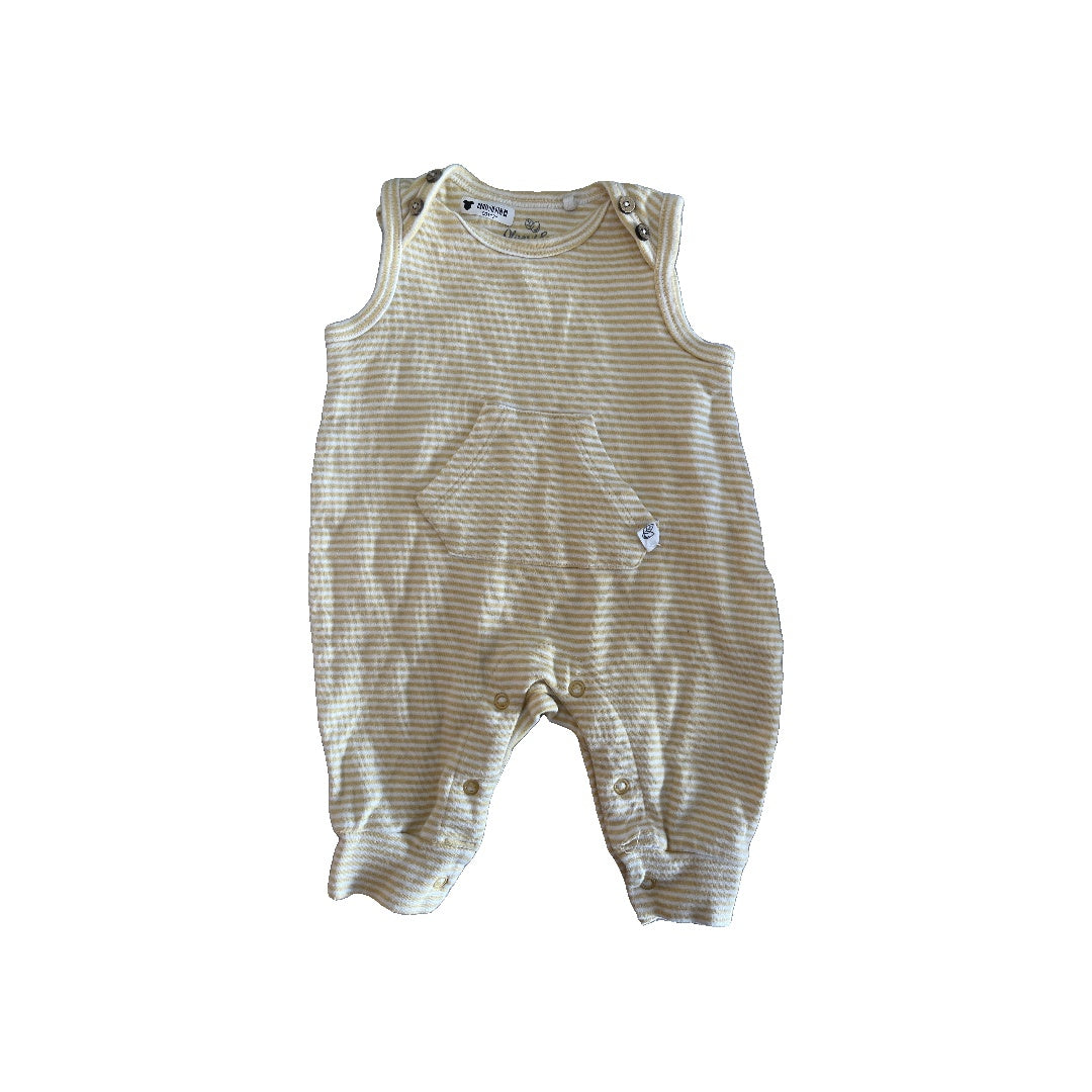 Oliver & Rain Girls Yellow | White | Striped Romper Size: 3 months Yellow | White | Striped