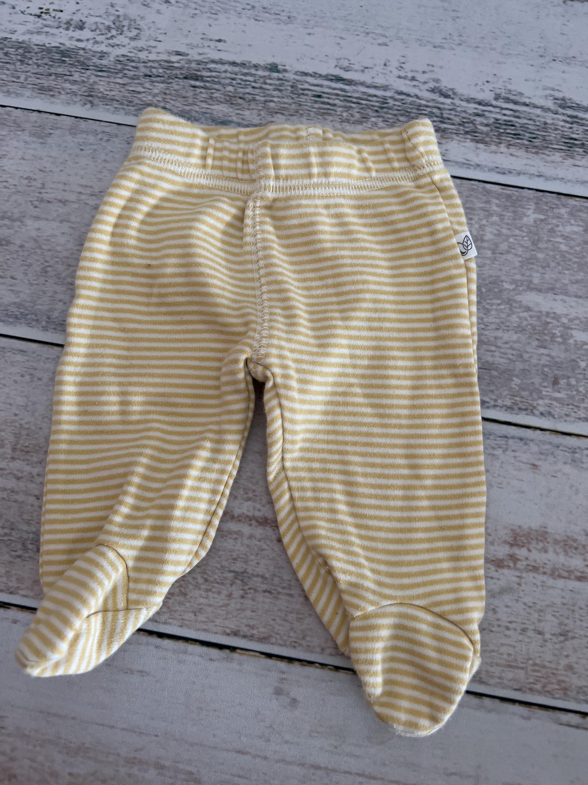 Oliver & Rain Unisex Yellow | White | Striped Pants Size: Newborn Yellow | White | Striped