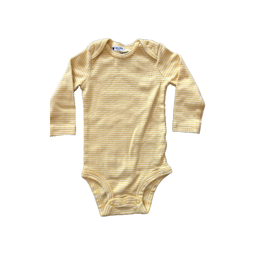 Carters Unisex Yellow | White | Striped Onesie Size: 6 months Yellow | White | Striped
