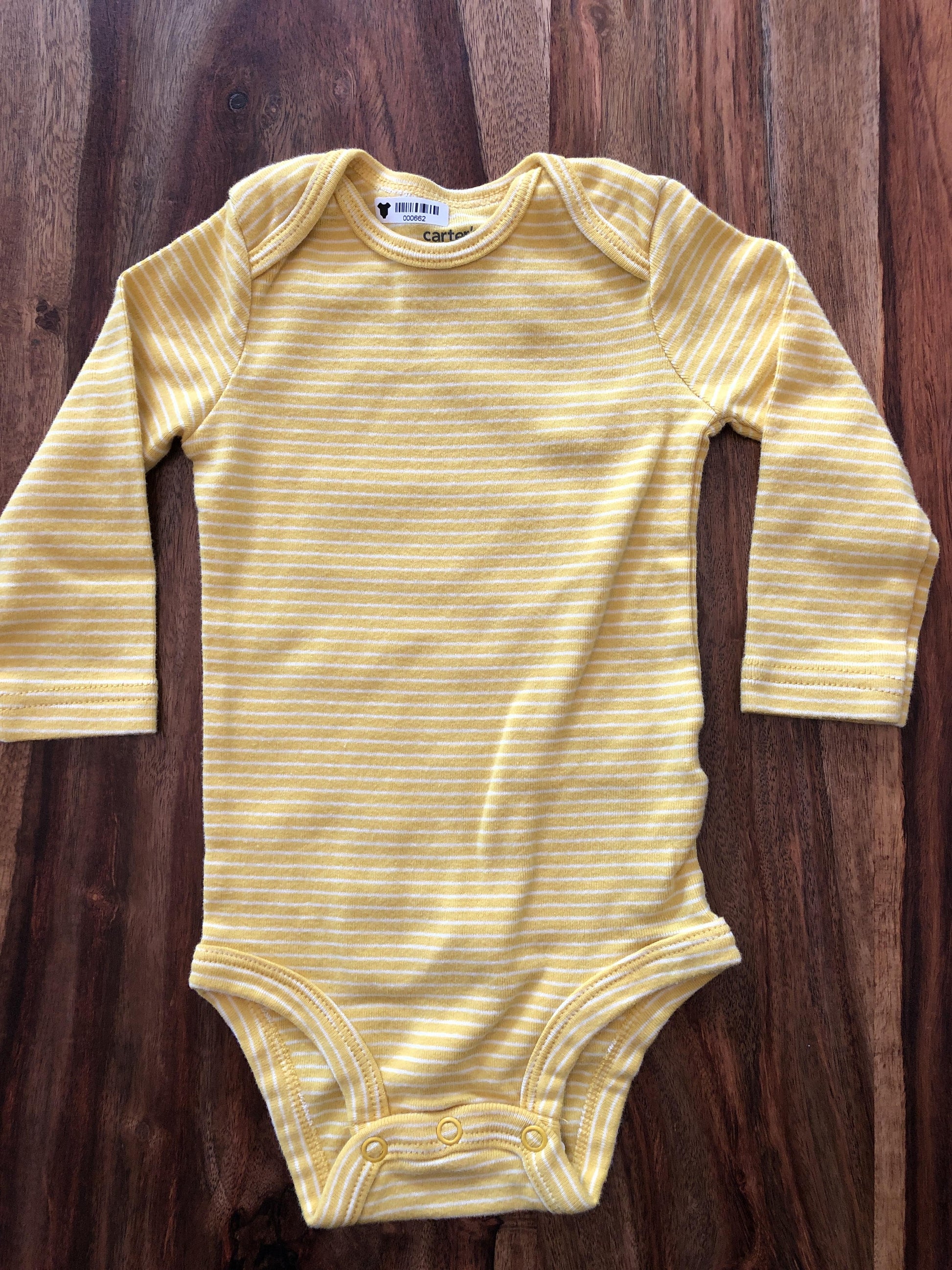 Carters Unisex Yellow | White | Striped Onesie Size: 6 months Yellow | White | Striped