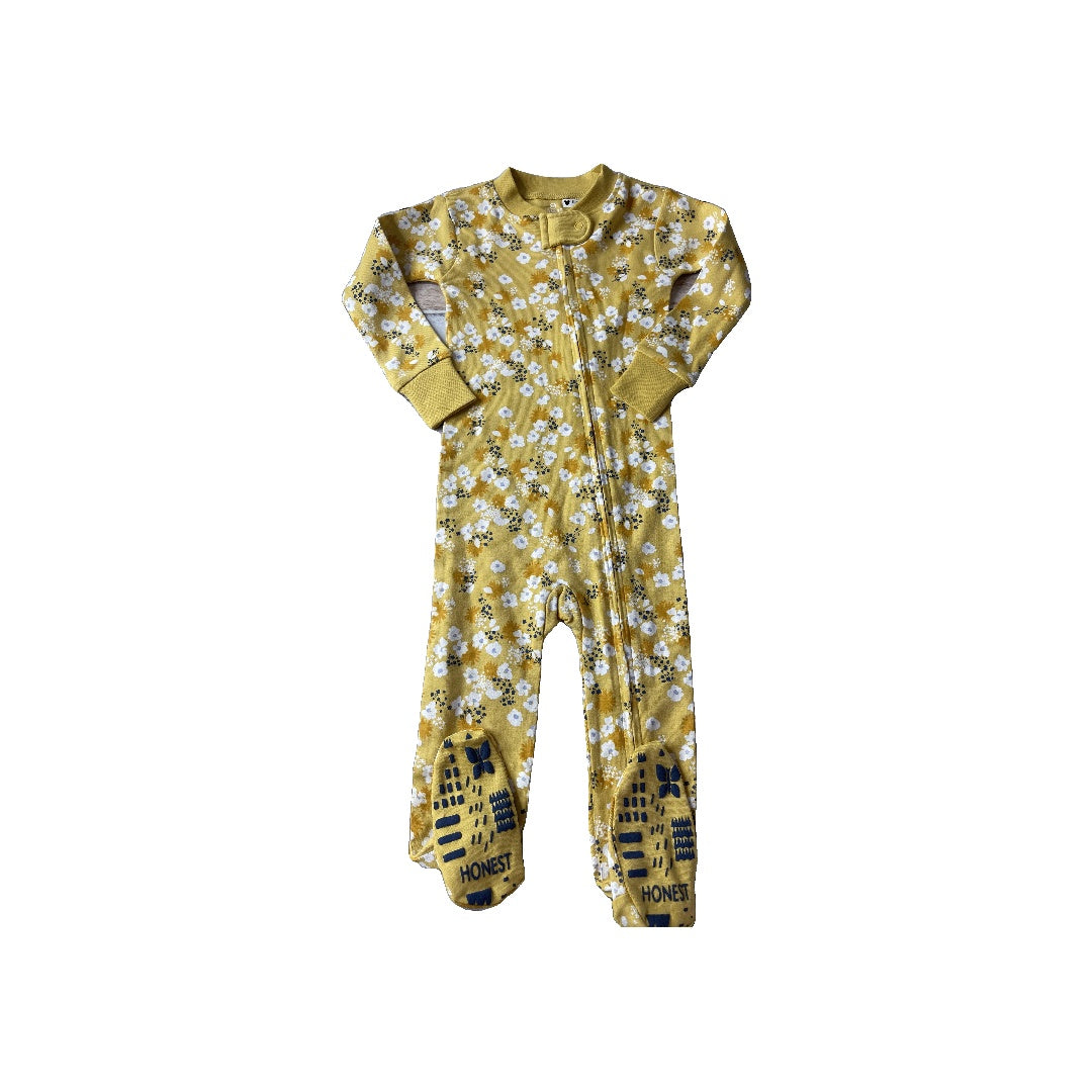 Honest Co Girls Yellow | White Pajamas Size: 18 months Yellow | White