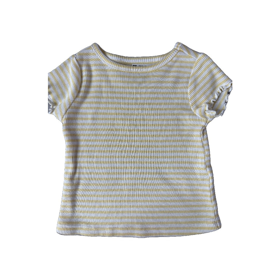 WonderNation Unisex Yellow | White T-Shirt Size: 12 months Yellow | White