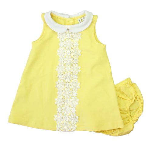 Janie and Jack Girls Yellow | White Dress Size: 3-6 Months