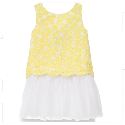 Janie and Jack Girls Yellow | White Dress Size: 12-18 Months Yellow | White
