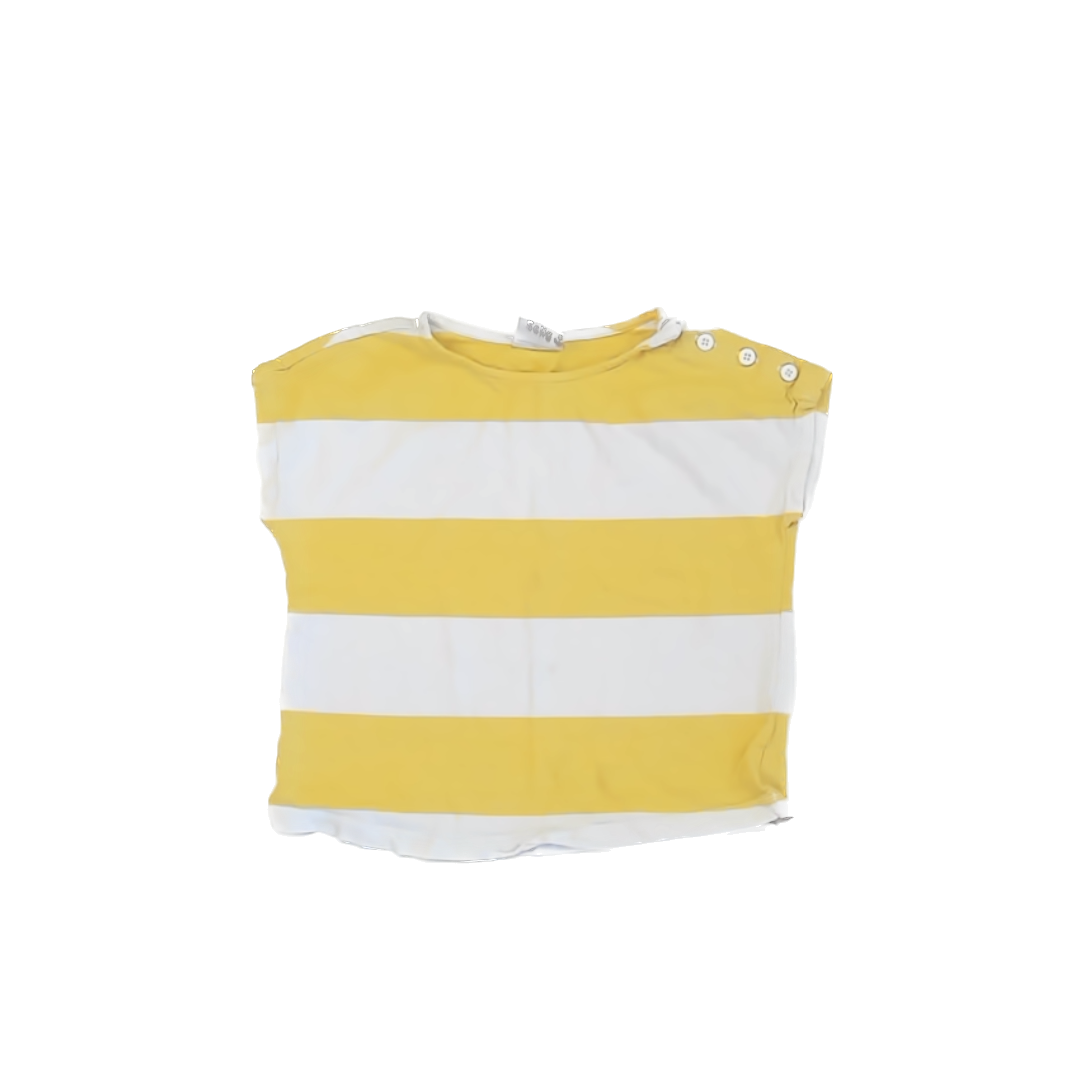 Hanna Andersson Girls Yellow | White T-Shirt Size: 8 years Yellow | White